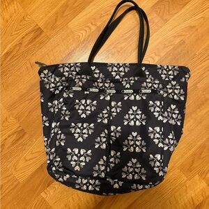 Lesportsac Black and White Floral Tote